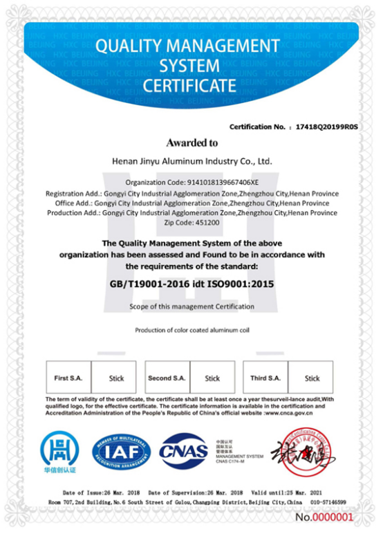 QUALITY MANAGEMENT SYSTEM CERTIFICATE