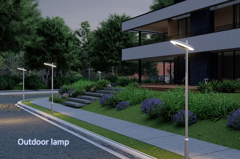 Color-coated anodized aluminum is used in outdoor lamps