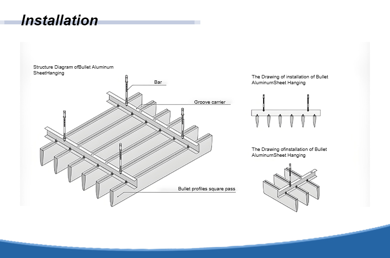 Bullet Shape Ceiling Strips Installation